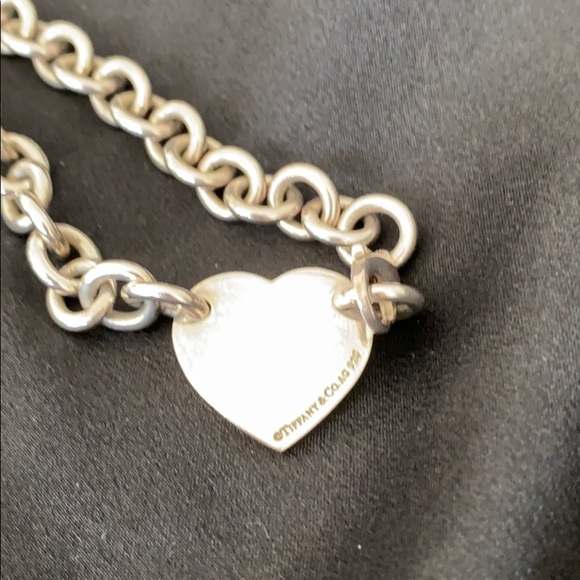 Tiffany & Co Silver Heart Tag Choker Necklace 15” - Picture 3 of 3